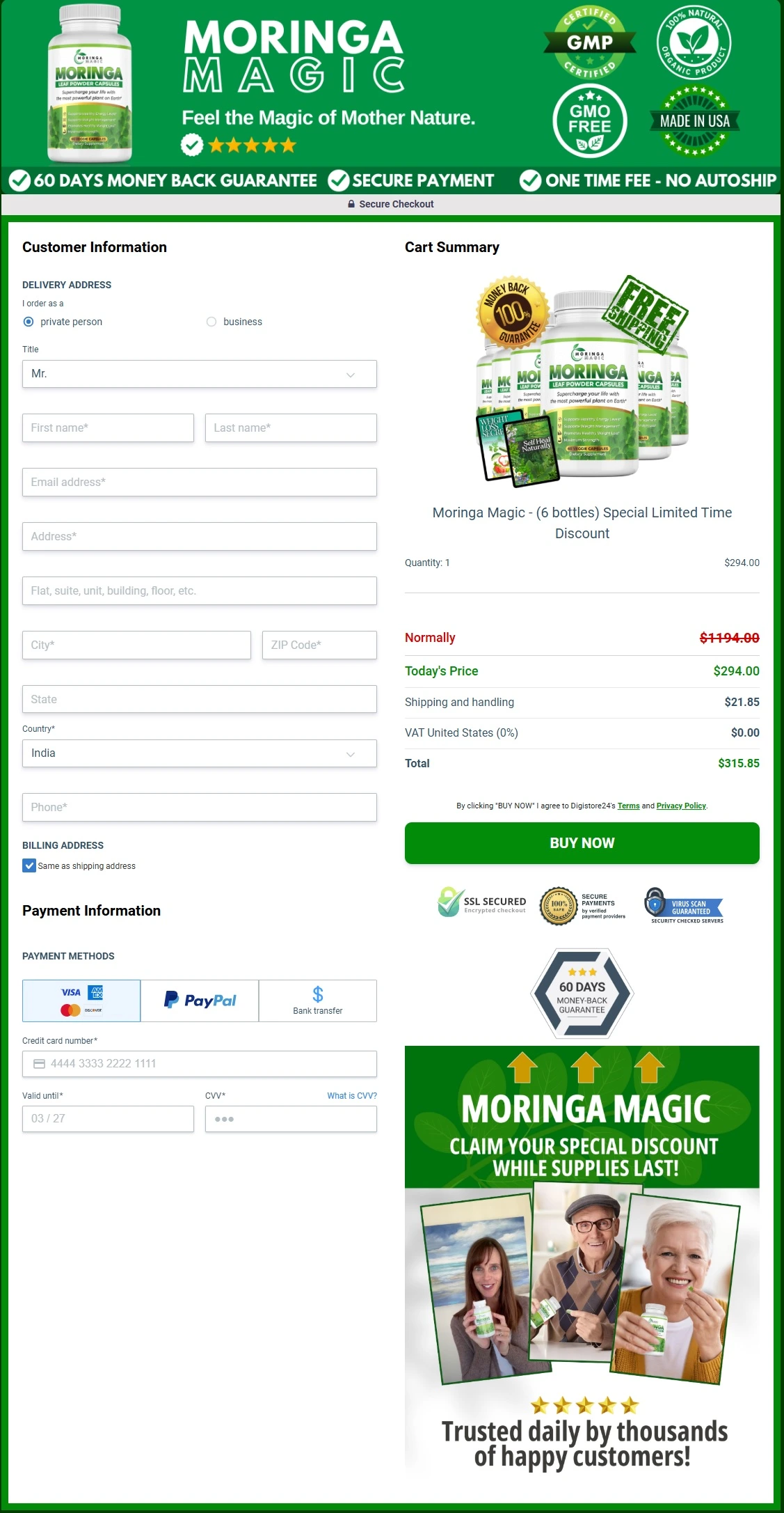 Moringa Magic Checkout Page